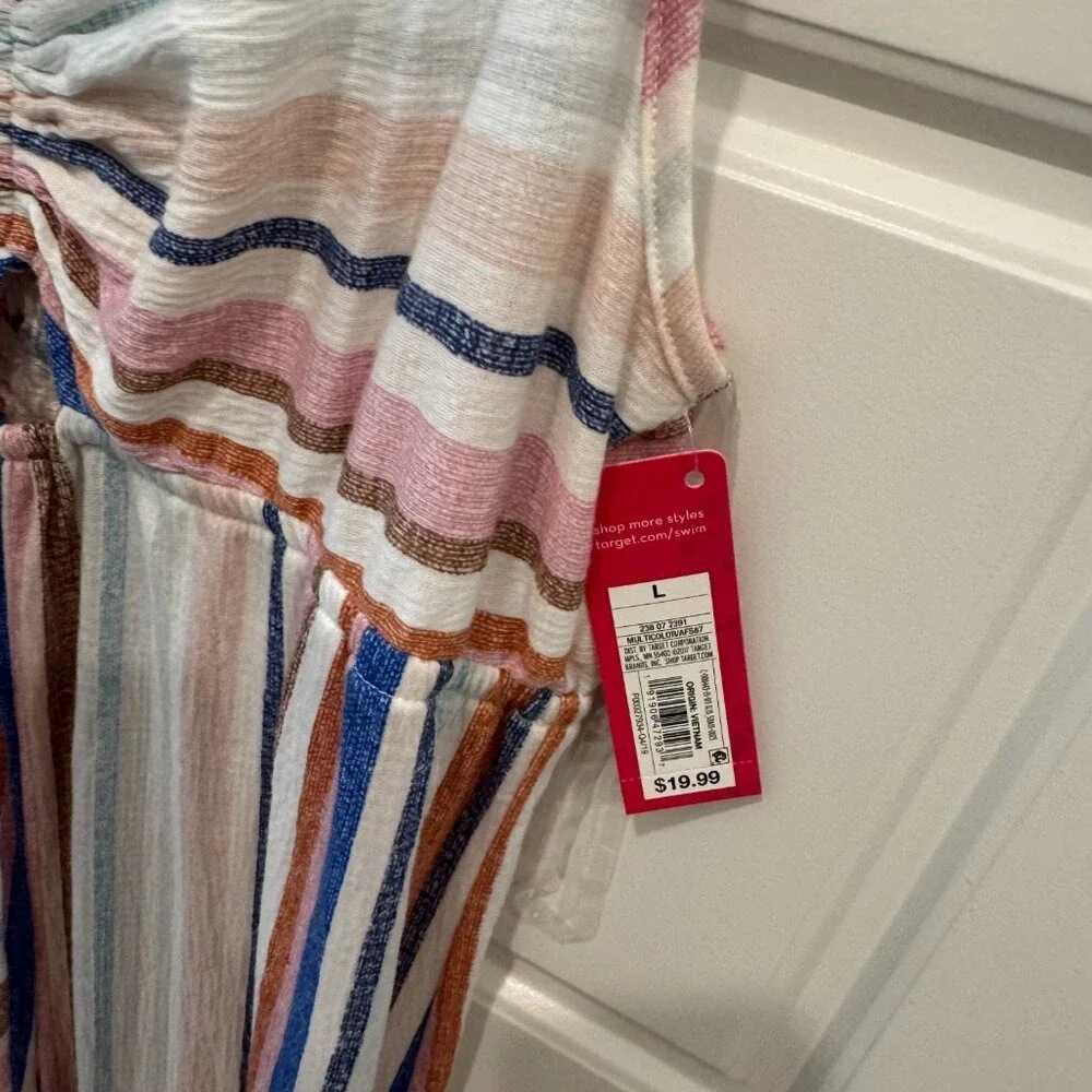 Xhilaration Cropped Multi Color‎ Striped Jumpsuit Size Large - Picture 3 of 9